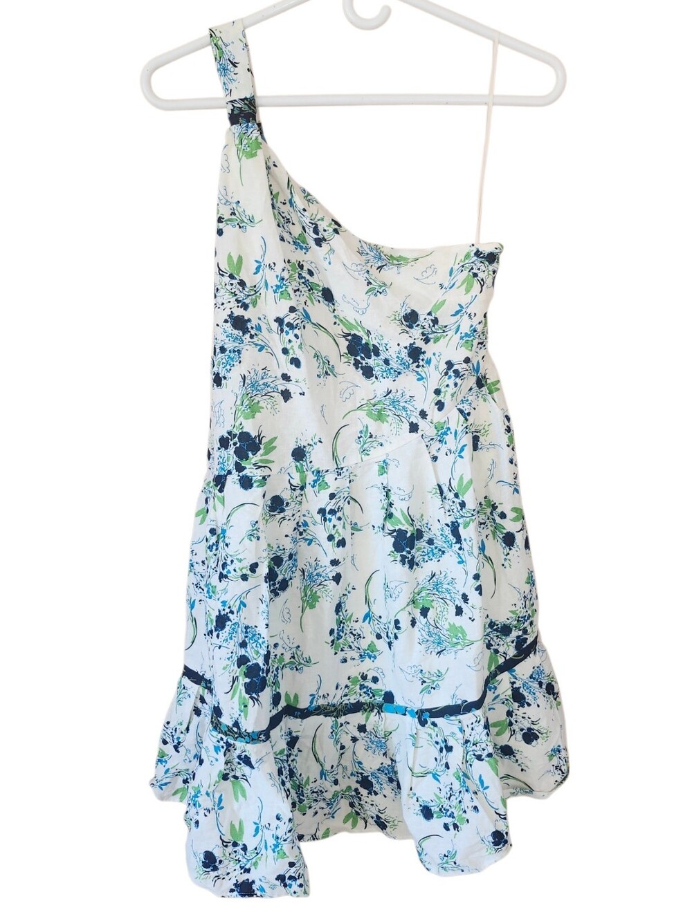 Free People All Mine One Shoulder Floral Mini Dress Ivory Combo Size S NWT